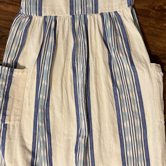 Stela 9 Small Women’s Blue and White Striped Midi Dress Pockets - Picture 2 of 6